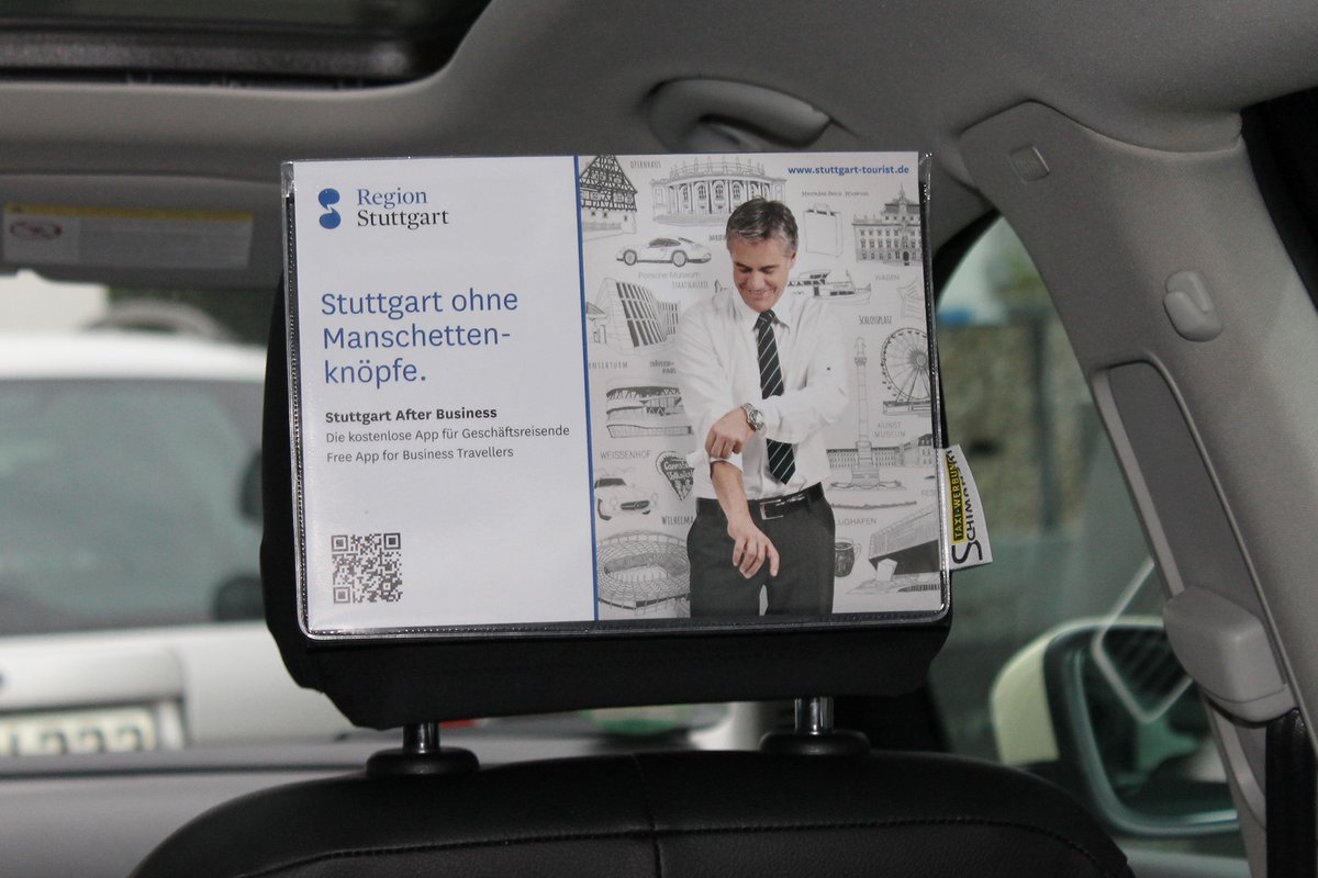 Kopfstützenwerbung im Taxi – Kundenbeispiel: Region Stuttgart